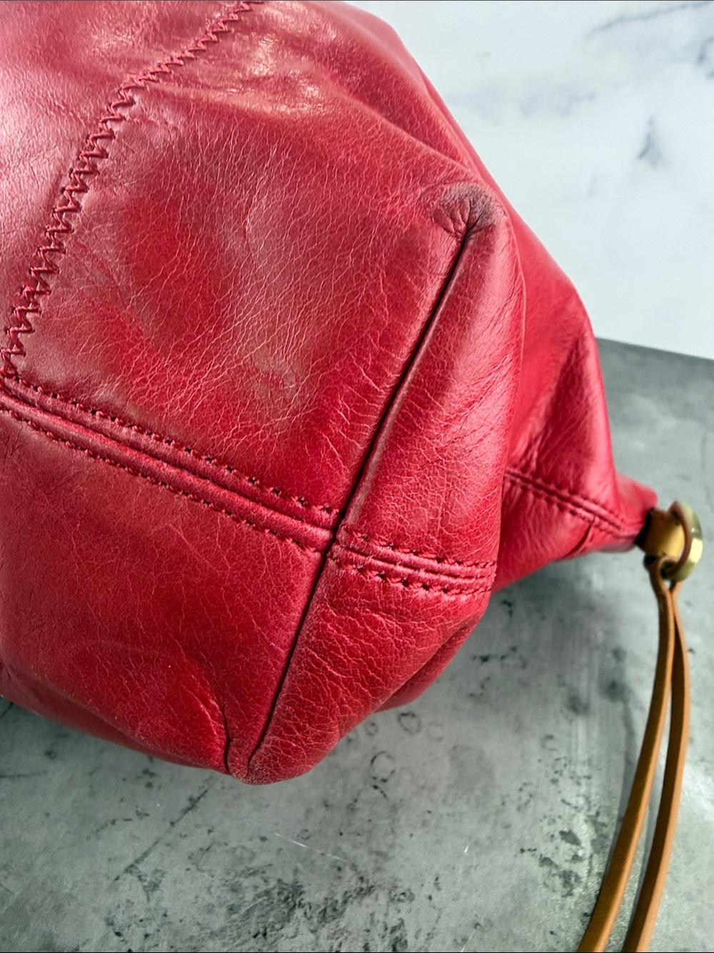HOBO Hot Pink Leather Tote with Tan Straps - Picture 12 of 12